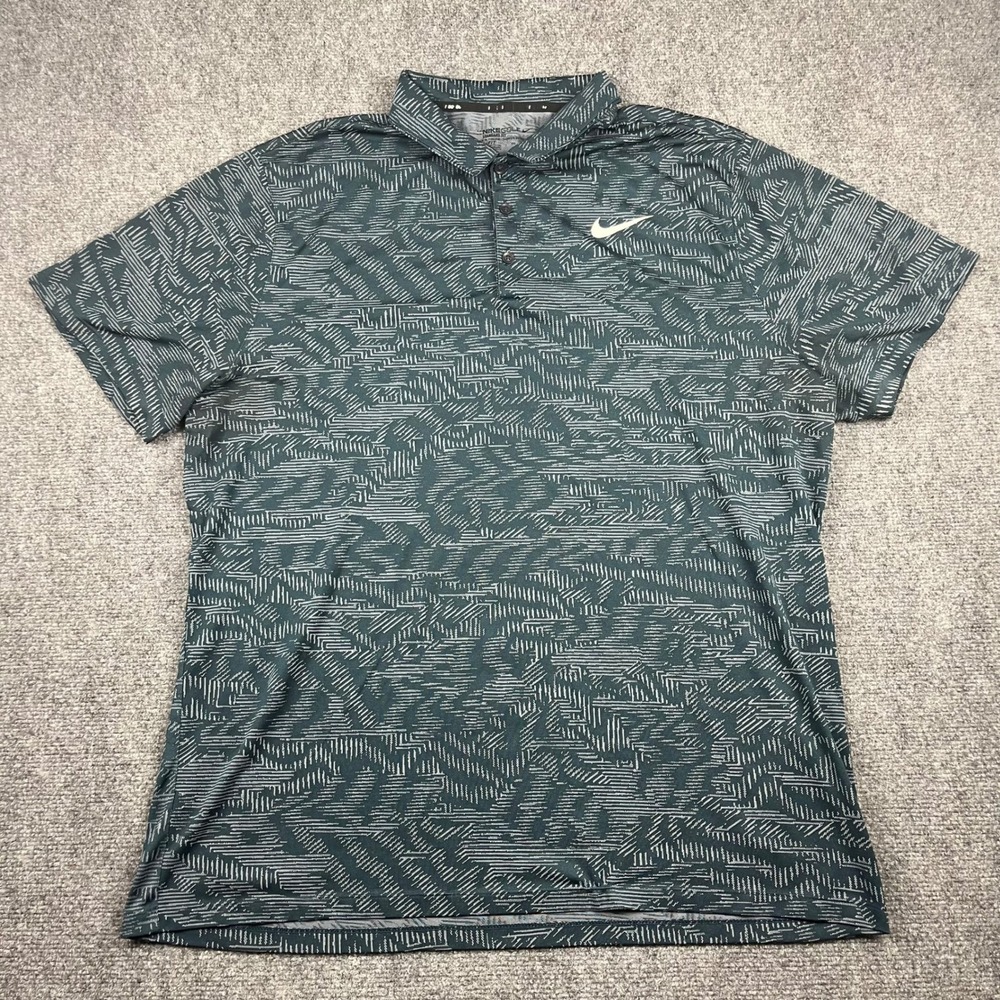Nike Golf Mens Dri-FIT Geometric Print Polo Shirt 2XL Green 888587-454